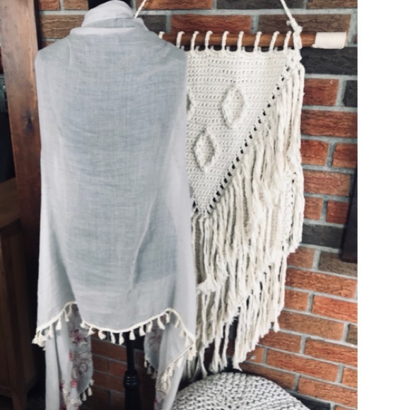 Embroidered Scarf/ Beach Cover Up/ Shawl - Picture 3 of 7